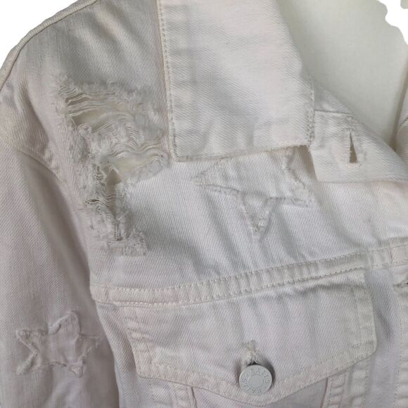 Rails White Knox Stars Women's American Flag Hand Painted Denim Jean Jacket Sz L - Picture 5 of 16